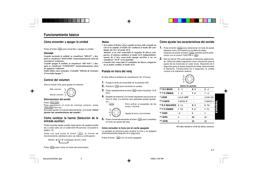 Blaupunkt CD33 installation instructions Funcionamiento básico 