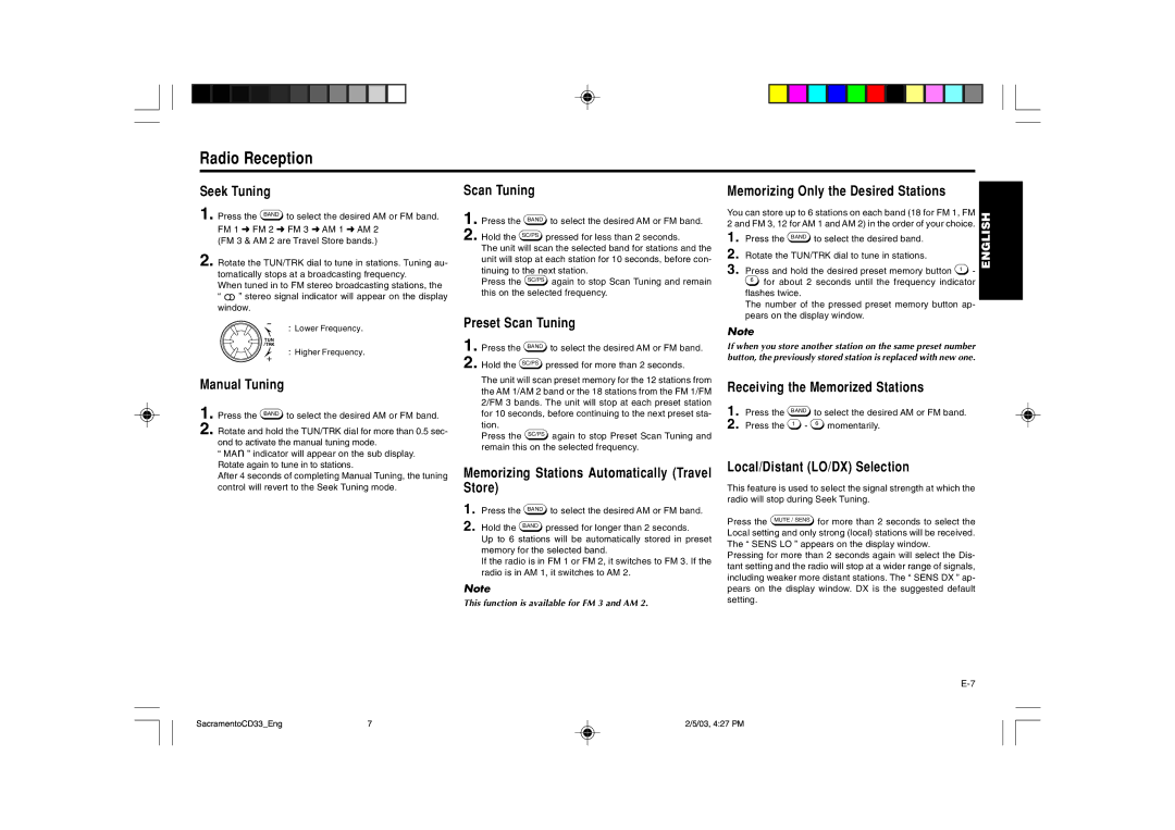 Blaupunkt CD33 installation instructions Radio Reception 