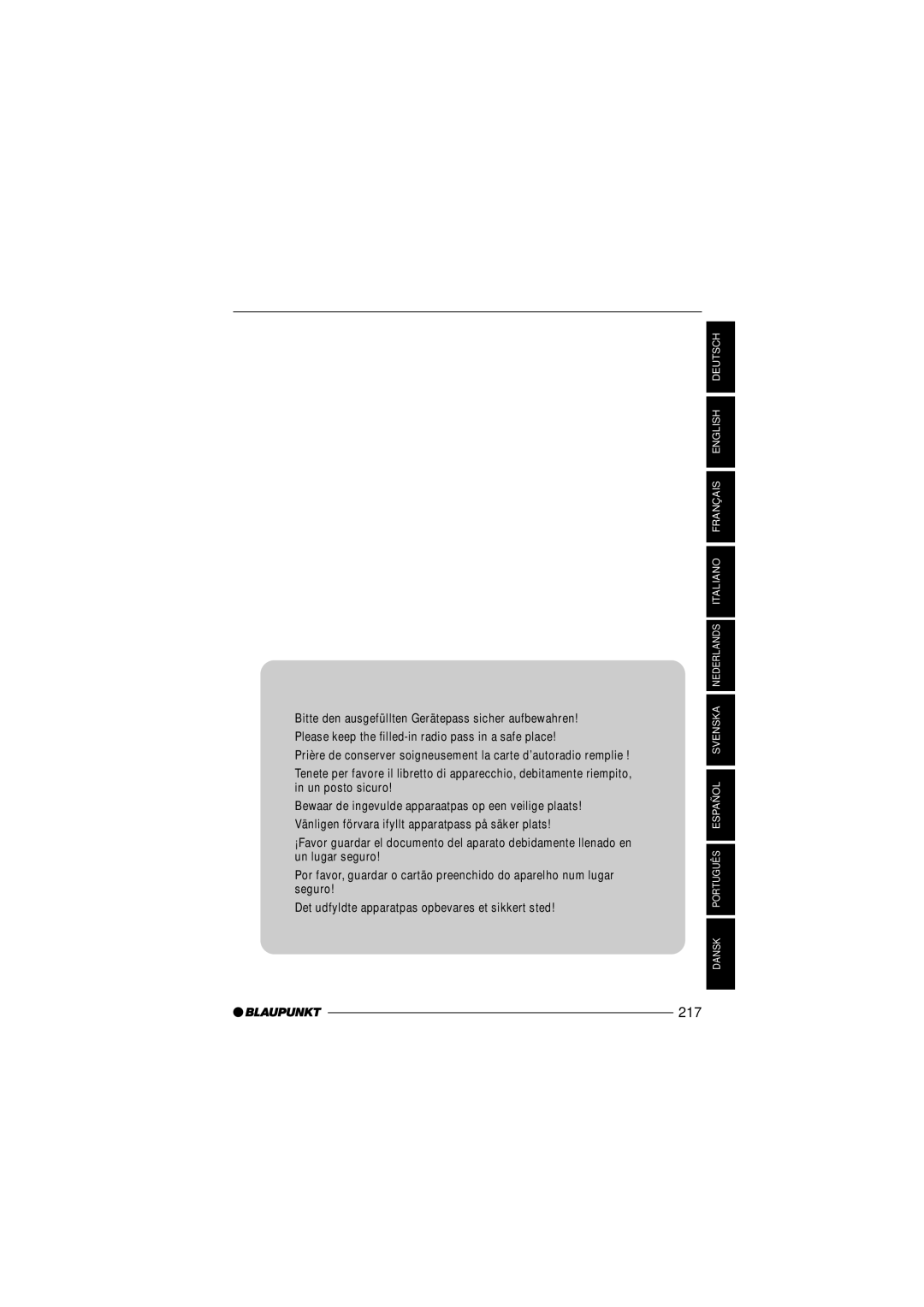 Blaupunkt CD36 operating instructions 217 