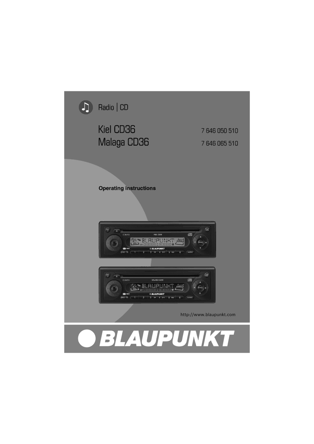 Blaupunkt operating instructions Kiel CD36 Malaga CD36 