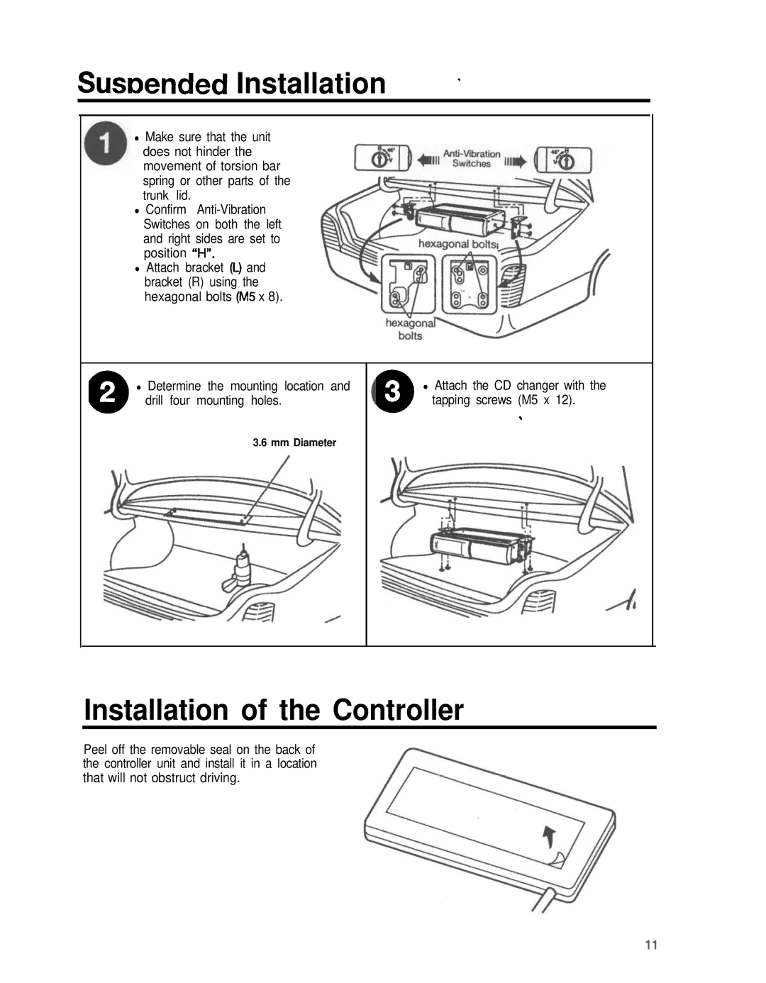 Blaupunkt CDC-RF6IR manual Sumended Installation, Installation of the Controller 