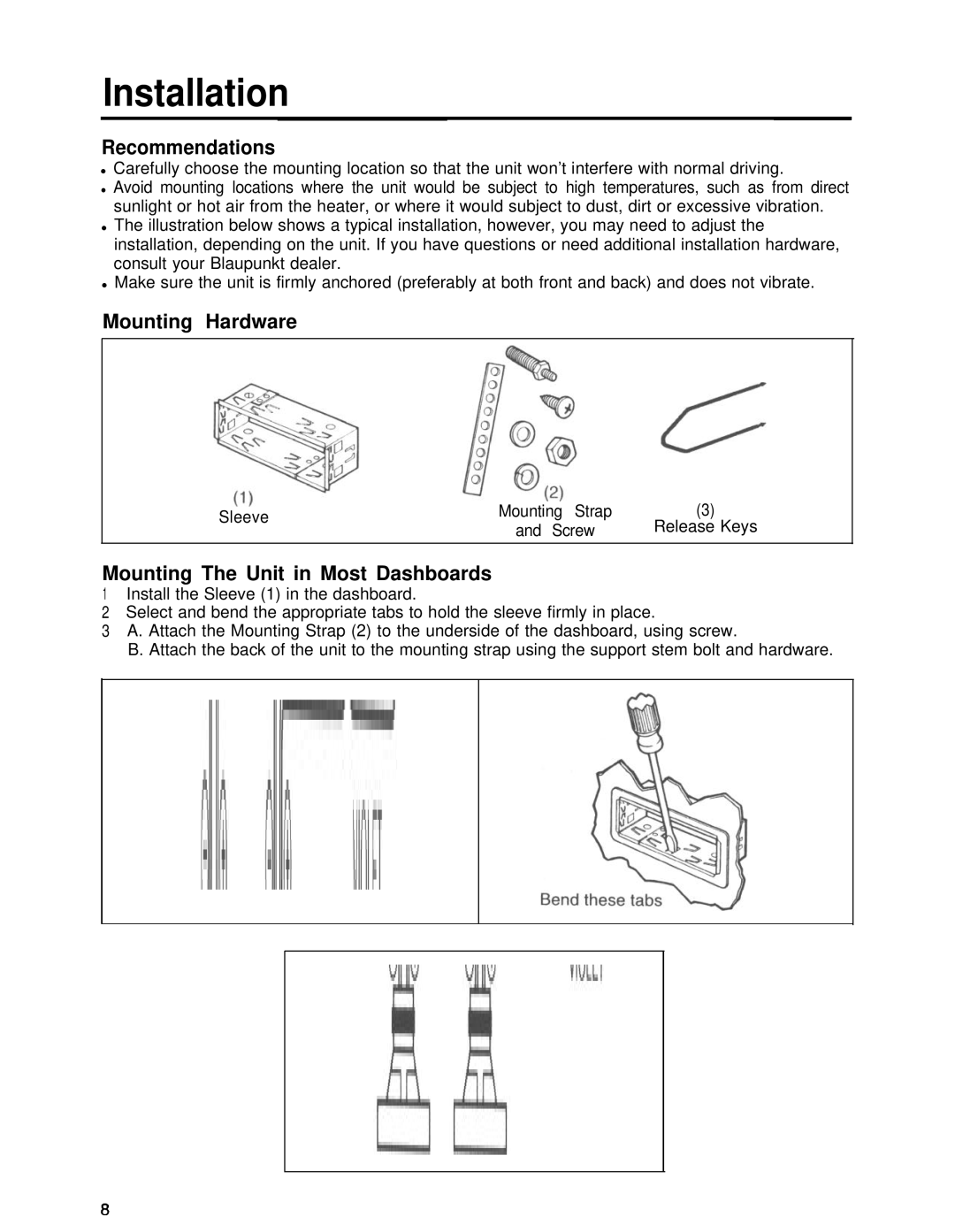 Blaupunkt CHARLOTTE CR148 manual Installation, Recommendations 