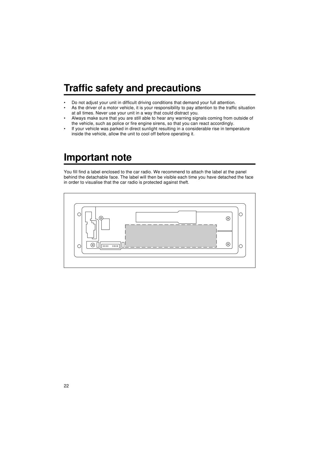 Blaupunkt CM 127 operating instructions Traffic safety and precautions, Important note 