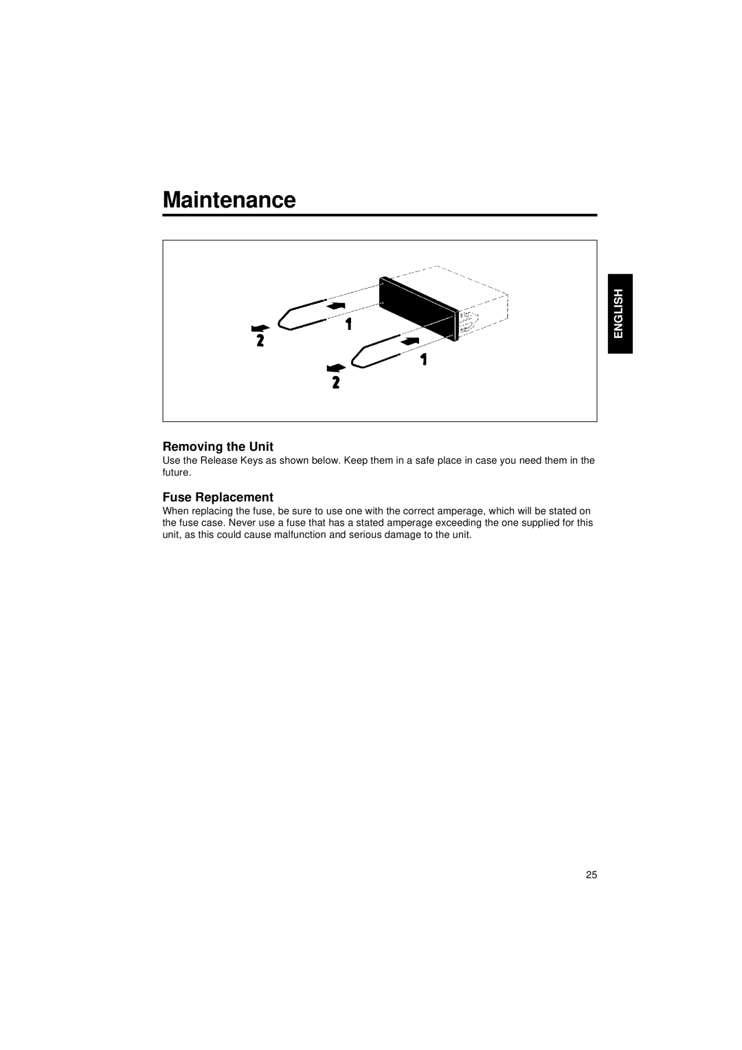 Blaupunkt CR 47 operating instructions Maintenance, Removing the Unit, Fuse Replacement 