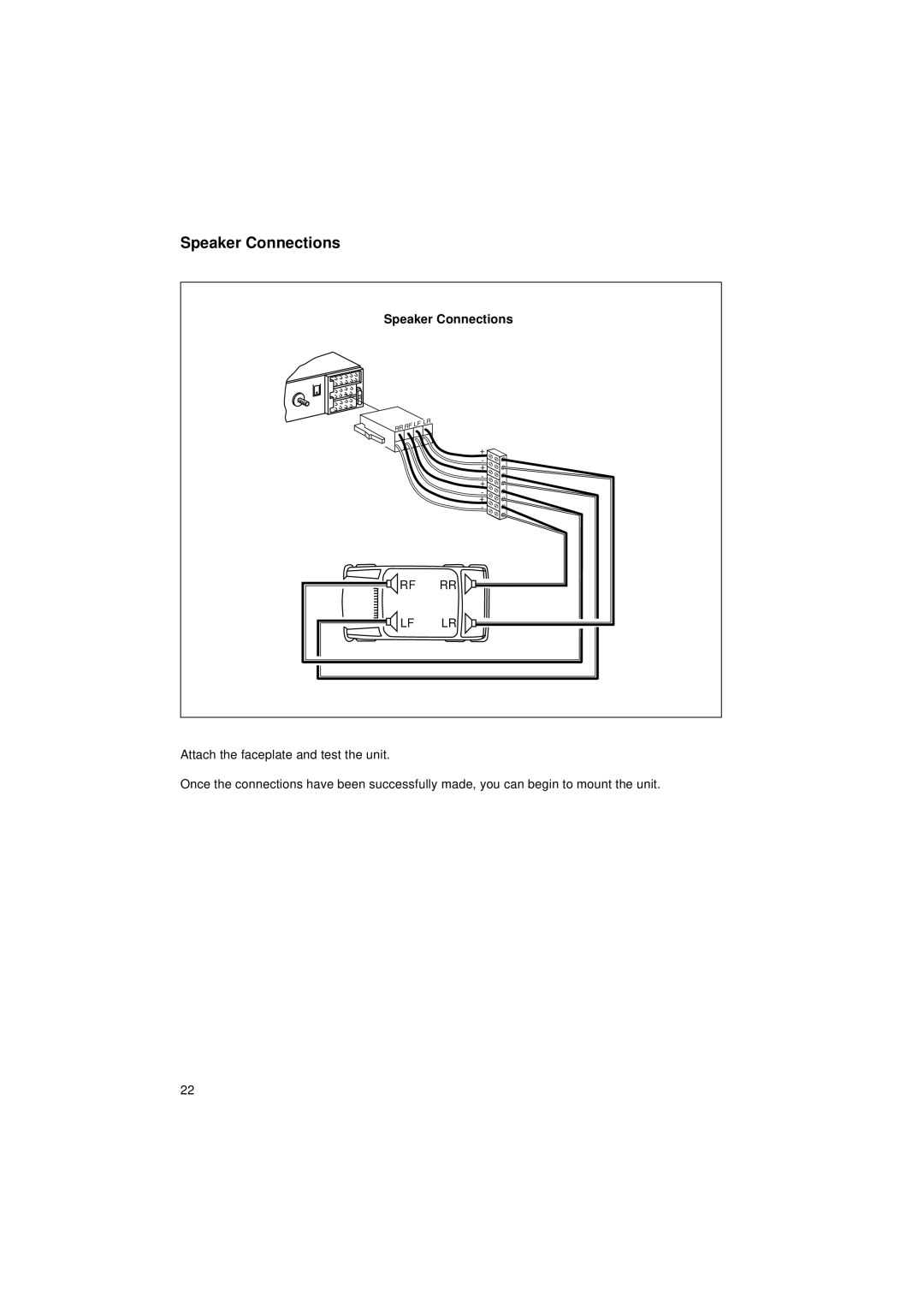 Blaupunkt CR 87 operating instructions Speaker Connections 