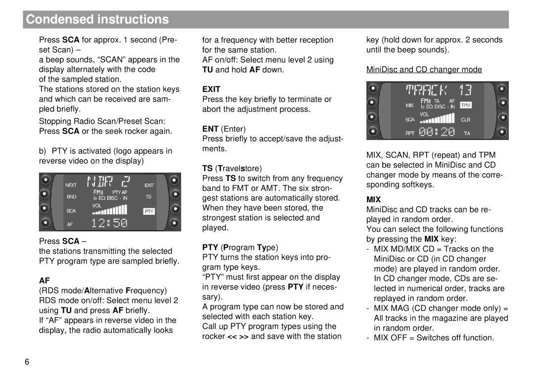 Blaupunkt Dallas RMD 169 operating instructions Exit, Mix 