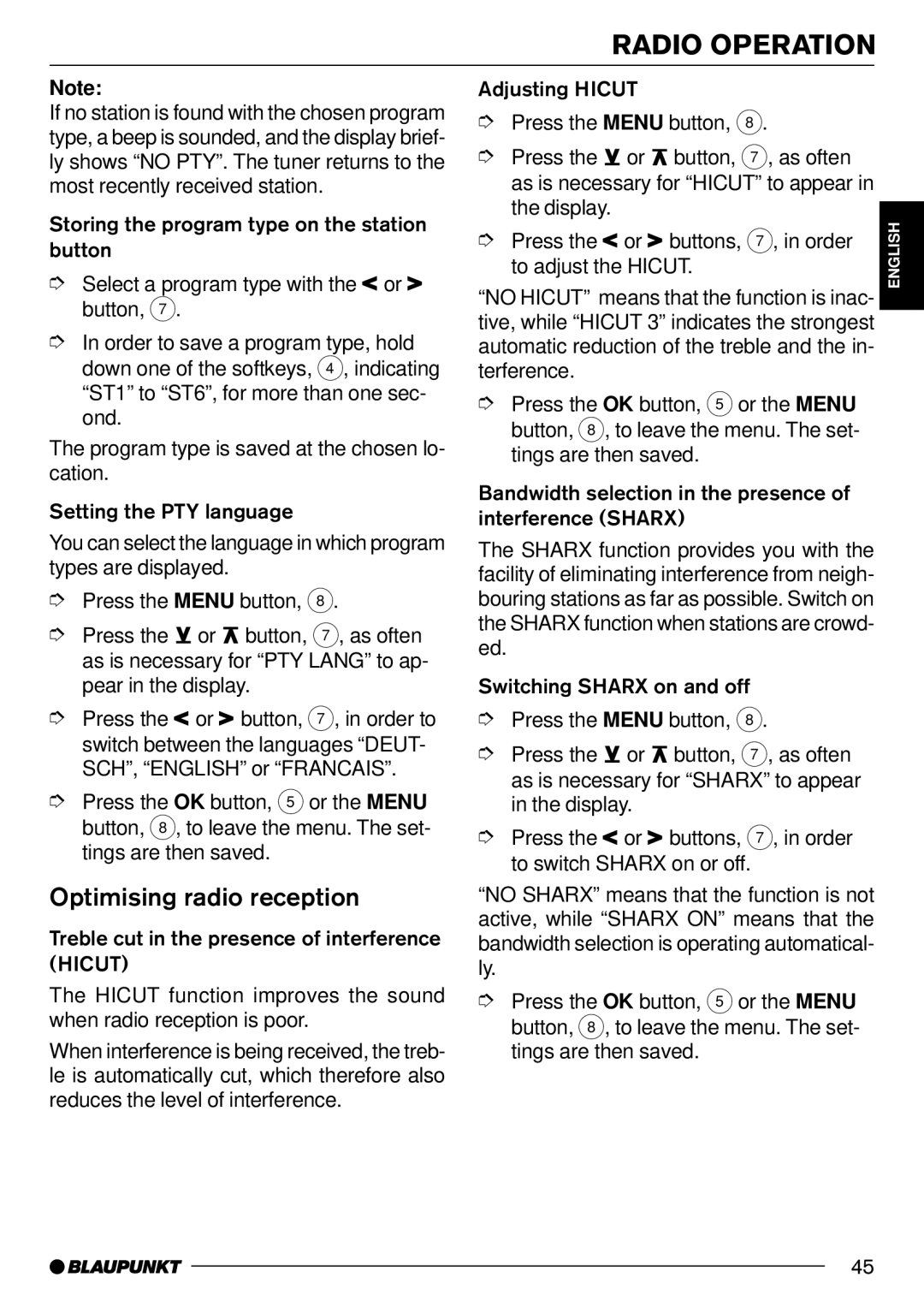 Blaupunkt Orlando CD70, Denver CD70, Phoenix CD70 operating instructions Optimising radio reception 