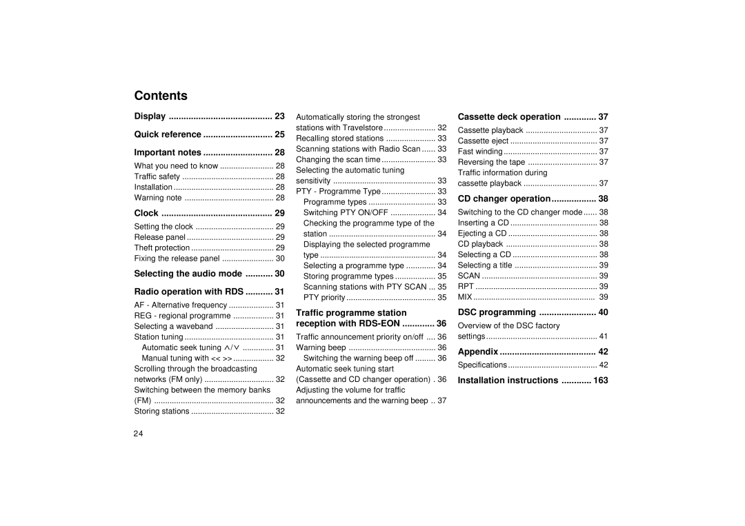 Blaupunkt DJ, RCM 149 operating instructions Contents 