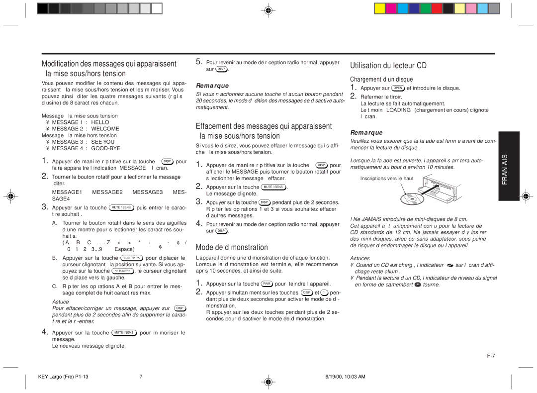 Blaupunkt DM2000 manual Mode de démonstration, Utilisation du lecteur CD 