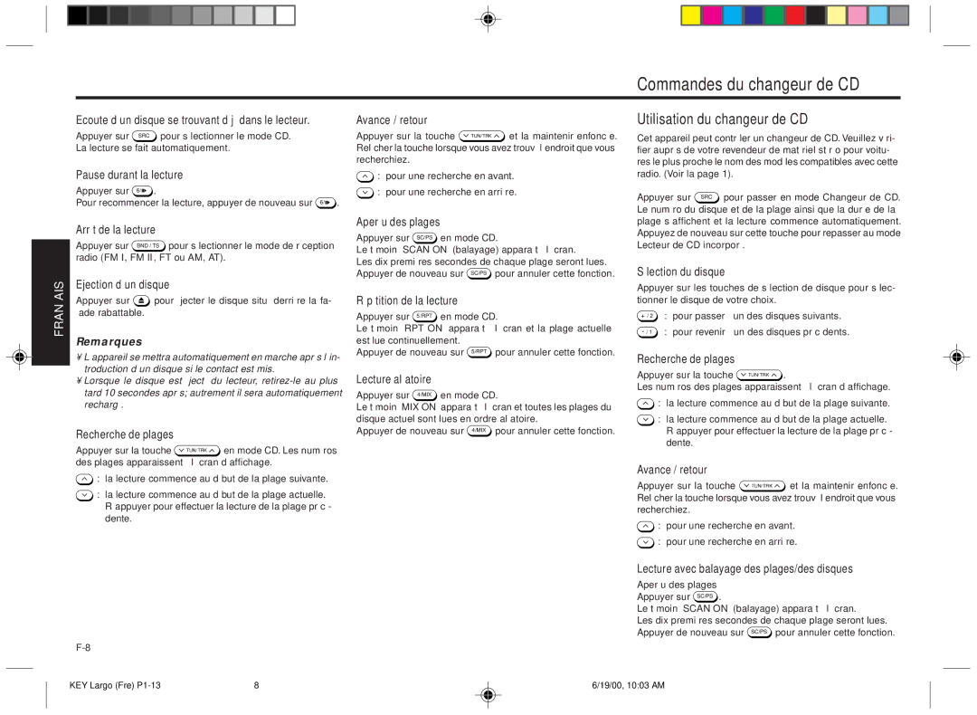 Blaupunkt DM2000 manual Commandes du changeur de CD, Utilisation du changeur de CD 