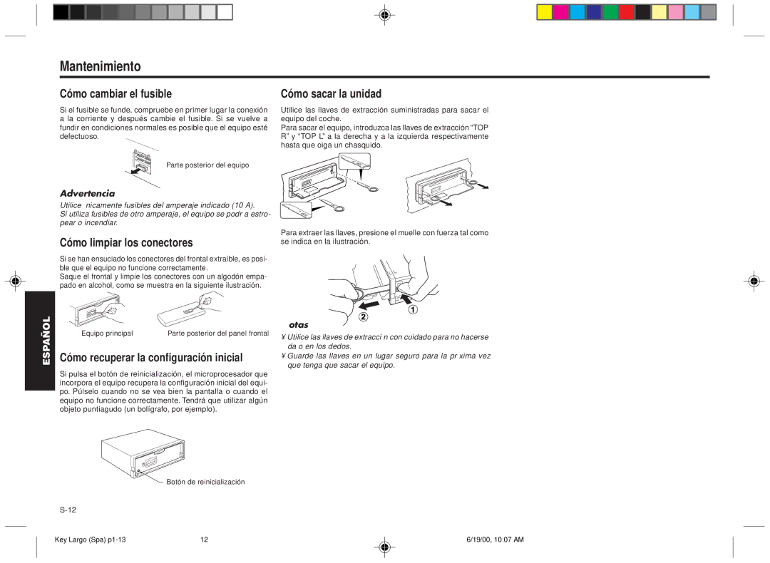 Blaupunkt DM2000 manual Mantenimiento, Cómo cambiar el fusible, Cómo sacar la unidad, Cómo limpiar los conectores 