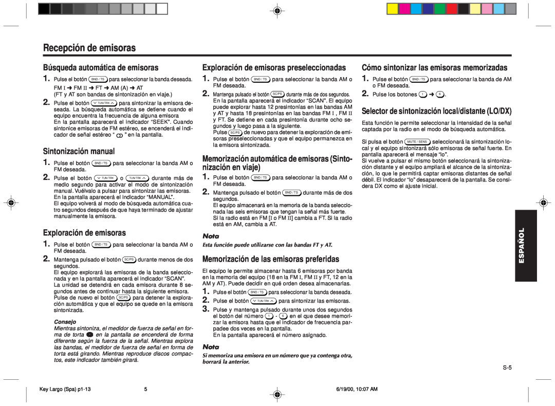 Blaupunkt DM2000 Recepción de emisoras, Búsqueda automática de emisoras, Sintonización manual, Exploración de emisoras 