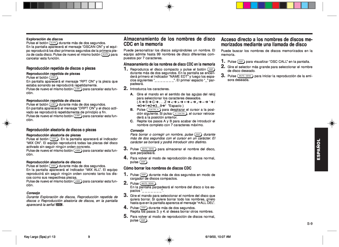 Blaupunkt DM2000 manual Almacenamiento de los nombres de disco CDC en la memoria, Français, Português Español, Consejo 