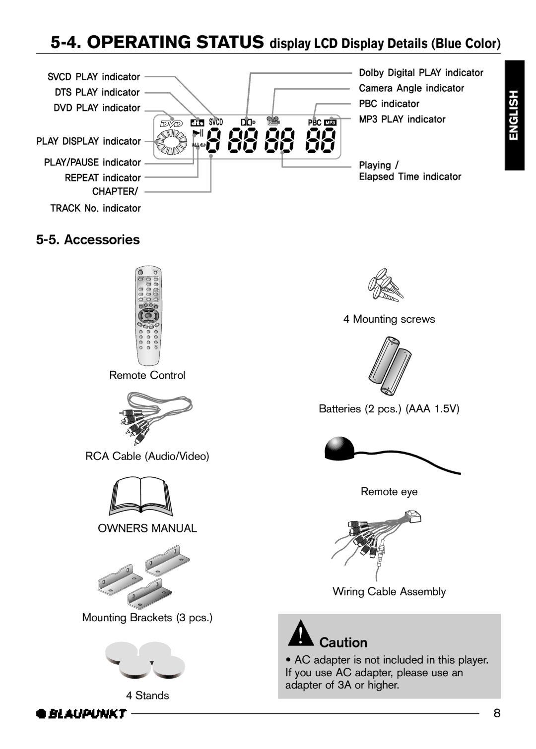 Blaupunkt DVD-ME3, DVD-ME2 manual Accessories 