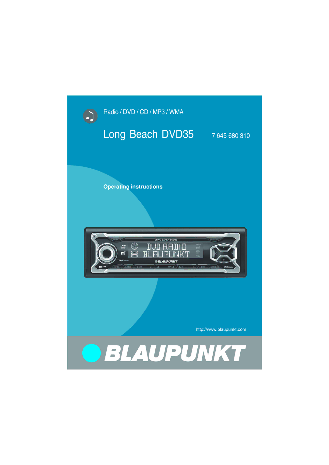 Blaupunkt operating instructions Long Beach DVD35 7 645 680 