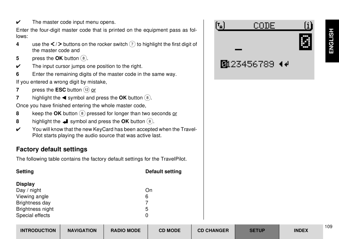 Blaupunkt DX-R70 operating instructions Factory default settings, Setting Default setting Display 