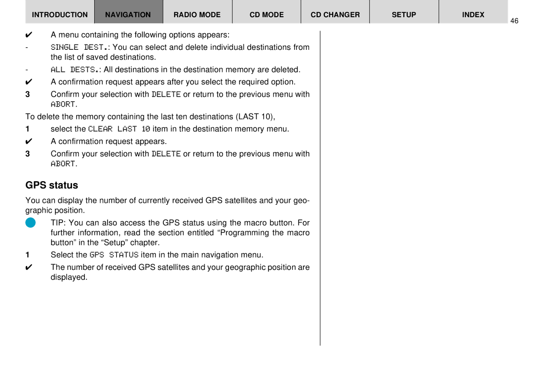 Blaupunkt DX-R70 operating instructions GPS status 