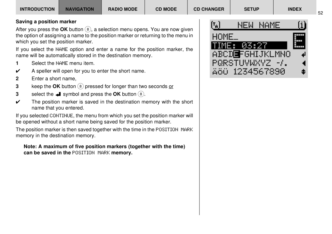 Blaupunkt DX-R70 operating instructions Home, Pqrstuvwxyz, Saving a position marker 