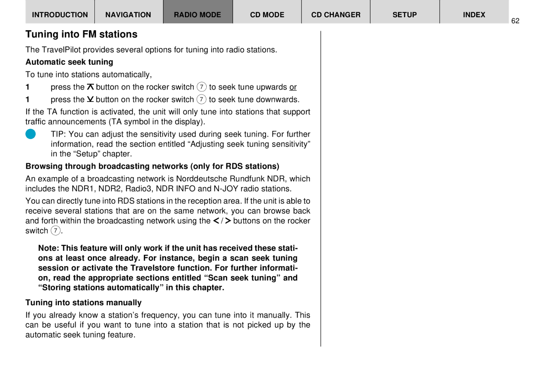 Blaupunkt DX-R70 operating instructions Tuning into FM stations, Automatic seek tuning, Tuning into stations manually 