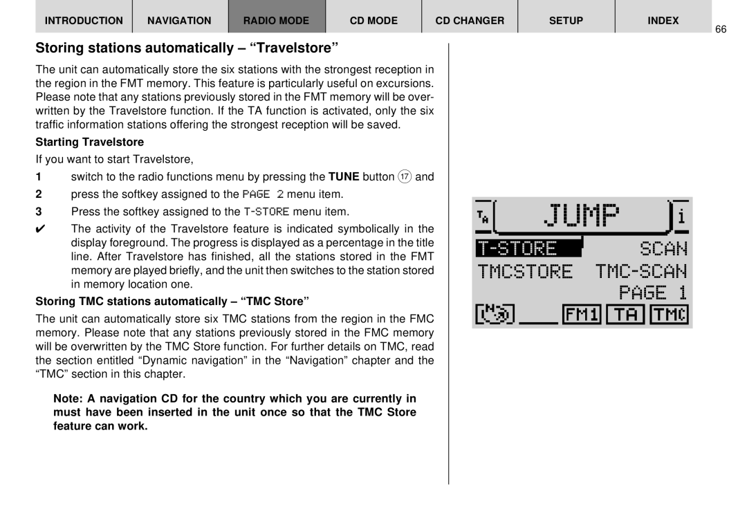 Blaupunkt DX-R70 Store Scan Tmcstore TMC-SCAN, Storing stations automatically Travelstore, Starting Travelstore 