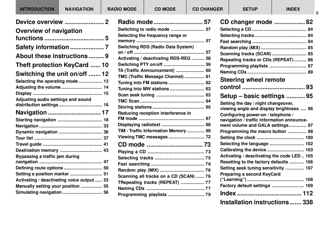 Blaupunkt DX-R70 Overview of navigation, Switching the unit on/off, Navigation, Radio mode, CD mode, Steering wheel remote 