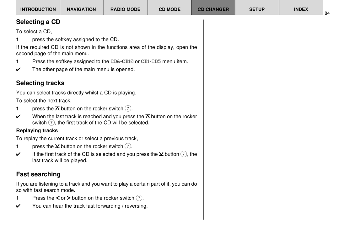 Blaupunkt DX-R70 operating instructions Selecting a CD, Replaying tracks 