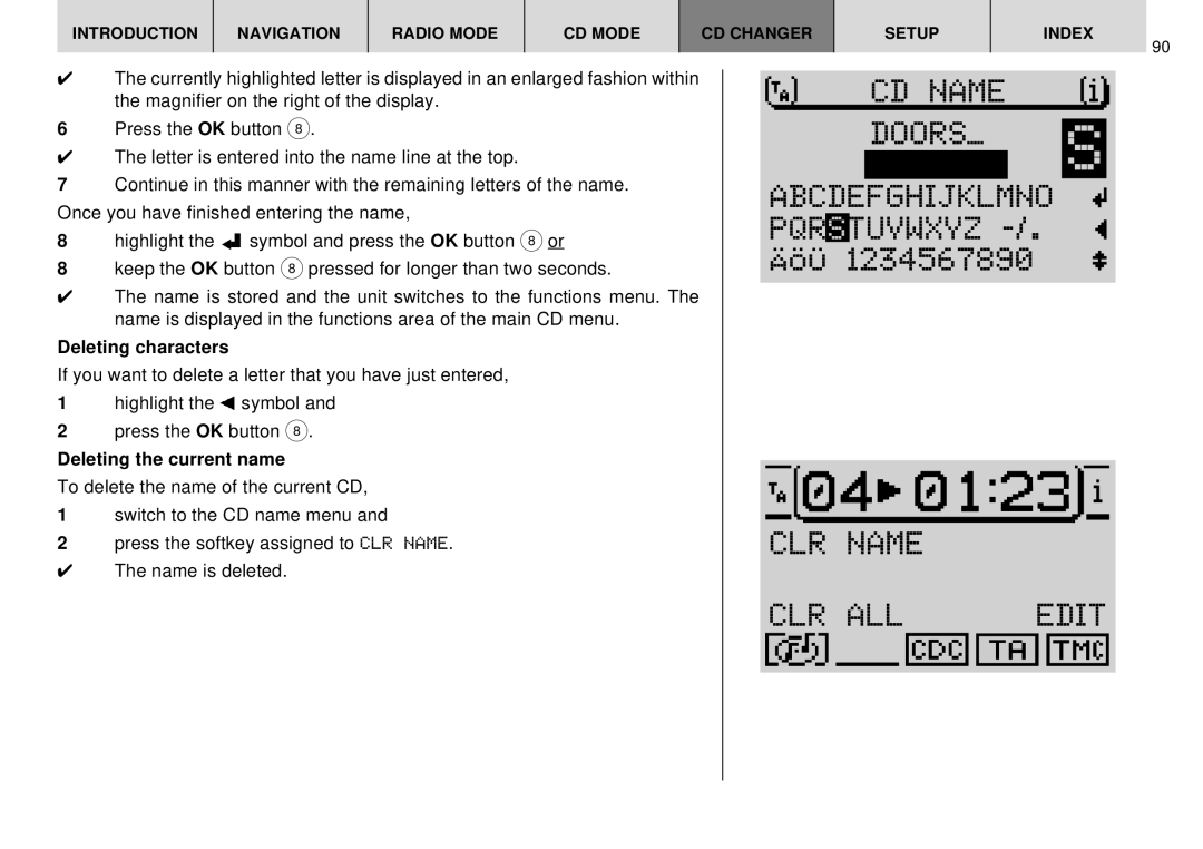 Blaupunkt DX-R70 operating instructions Doors S, Deleting characters 