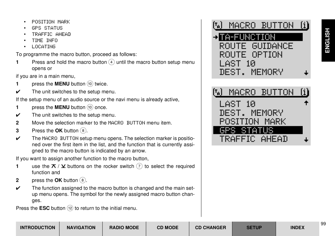 Blaupunkt DX-R70 operating instructions Last DEST. Memory Position Mark, GPS Status 