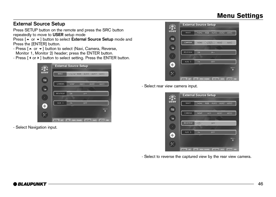 Blaupunkt IVDM-7002 manual External Source Setup 