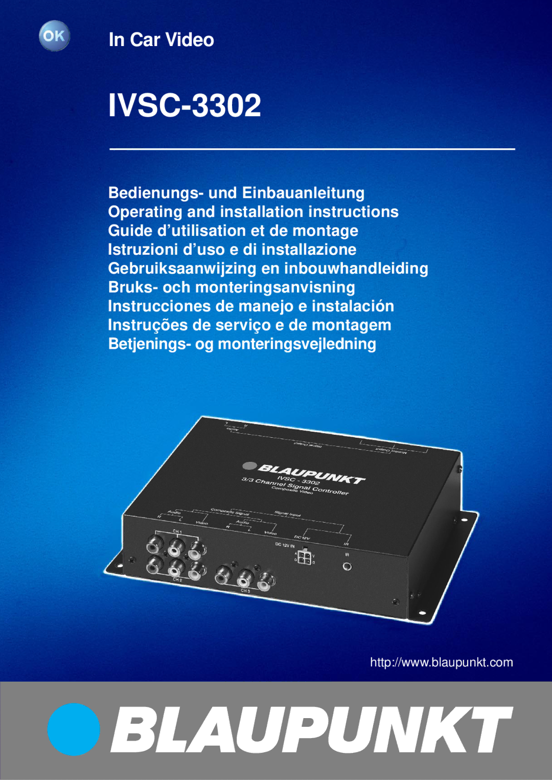 Blaupunkt IVSC-3302 installation instructions 