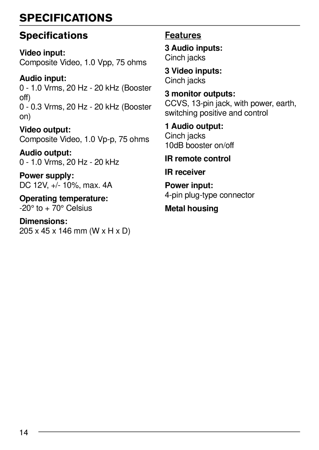 Blaupunkt IVSC-3302 installation instructions Specifications, Features 