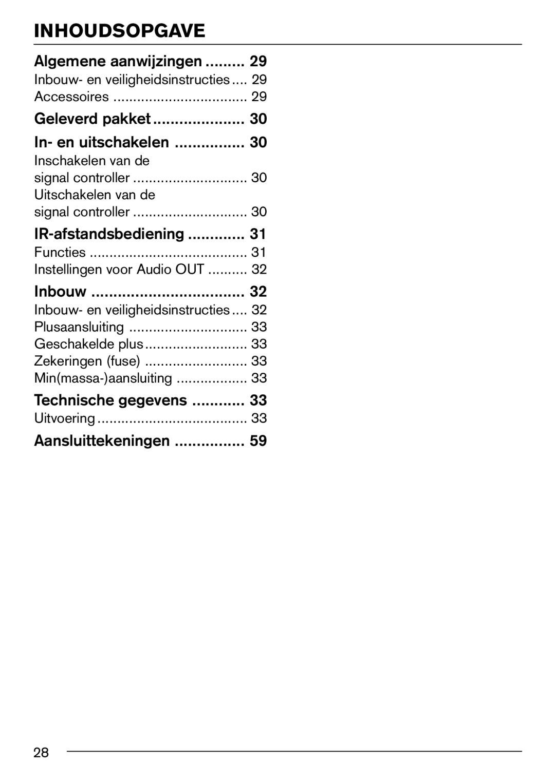 Blaupunkt IVSC-3302 installation instructions Inhoudsopgave 