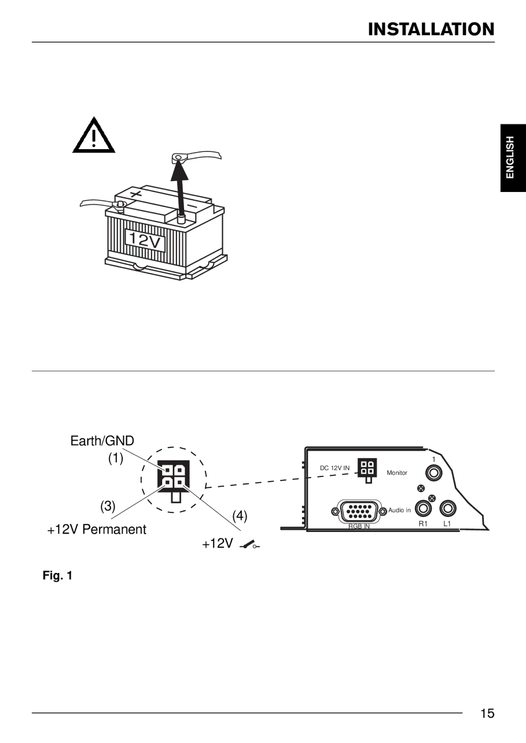 Blaupunkt IVSC-5501 installation instructions Earth/GND +12V Permanent 