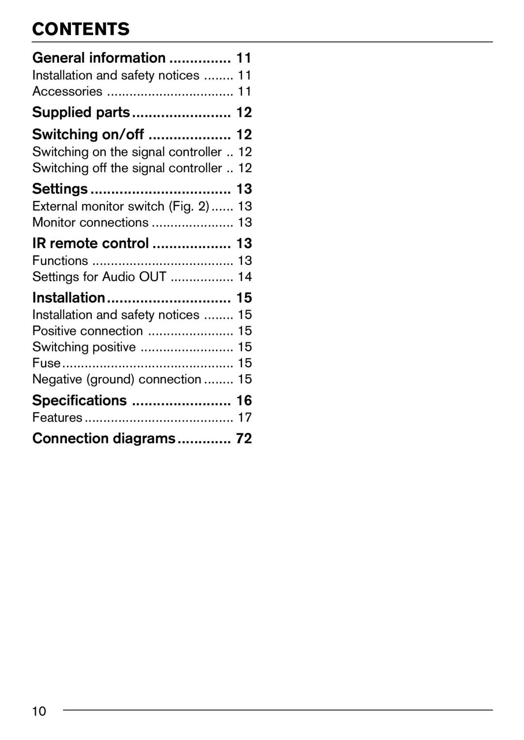 Blaupunkt IVSC-5502 installation instructions Contents 