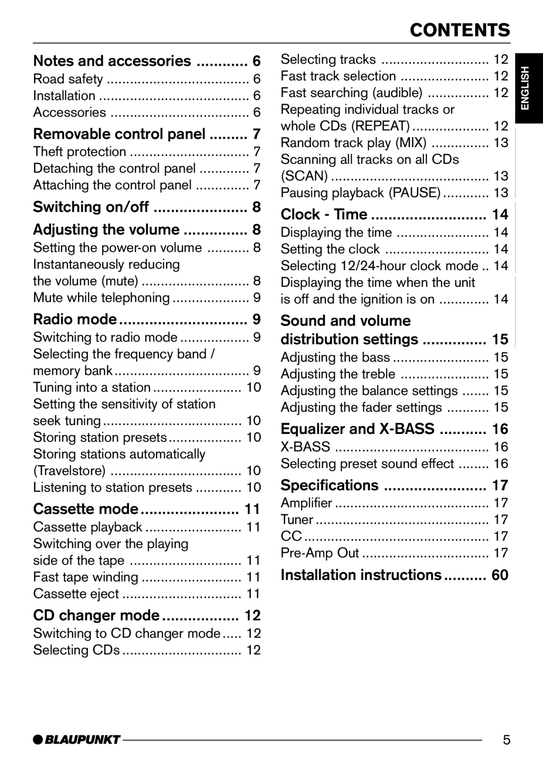 Blaupunkt St. Louis C32, Lexington C32 operating instructions Contents 