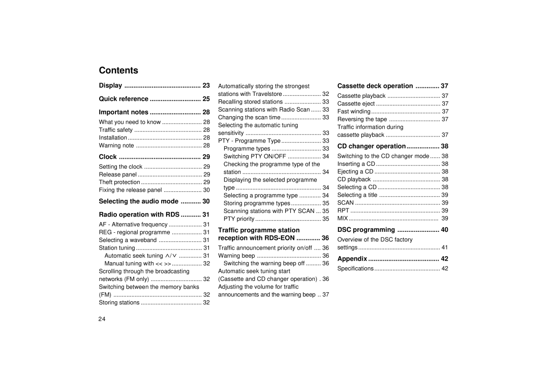 Blaupunkt ST. LOUIS DJ, LOUISIANA RCM 148, KINGSTON DJ operating instructions Contents 