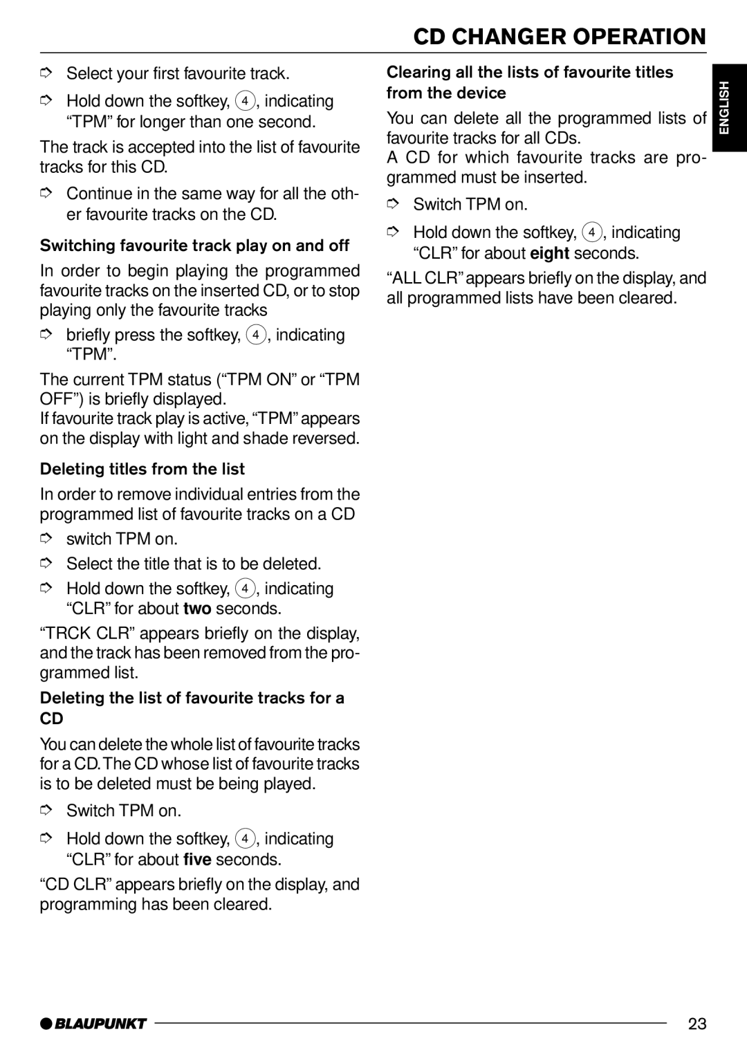 Blaupunkt MD70 installation instructions Deleting titles from the list 