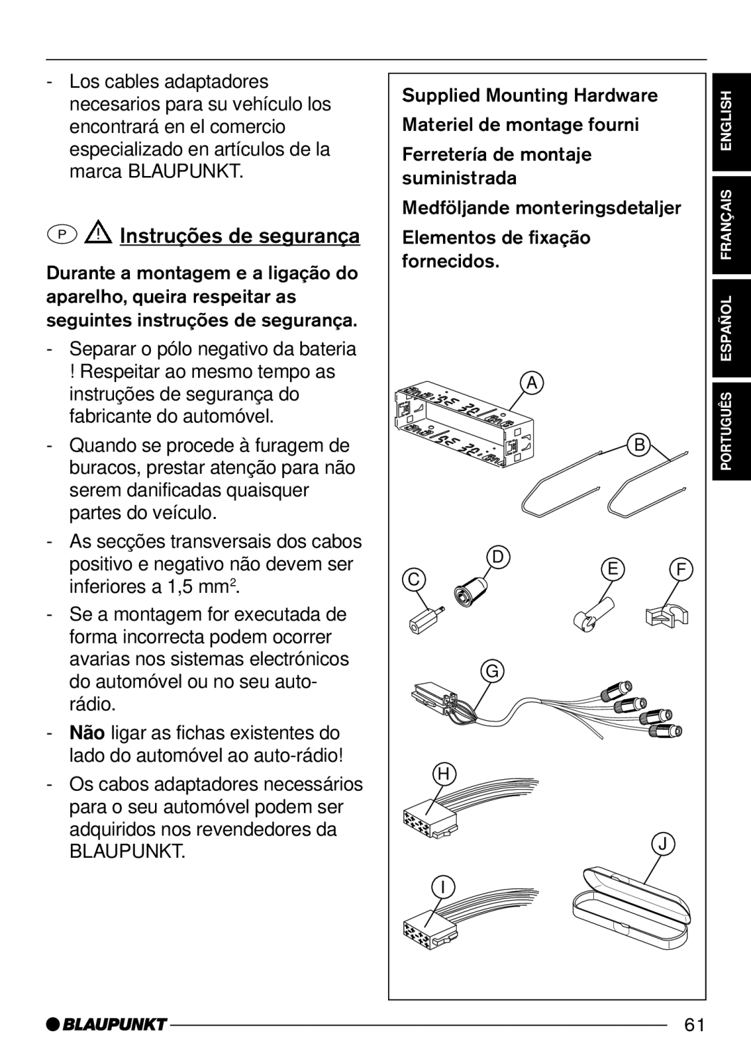 Blaupunkt Hollywood C30, Melbourne C30 operating instructions Instruções de segurança, Blaupunkt 