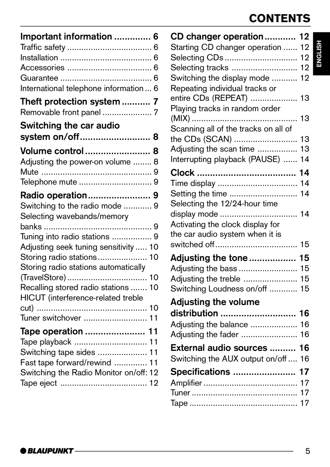 Blaupunkt Hollywood C30, Melbourne C30 operating instructions Contents 