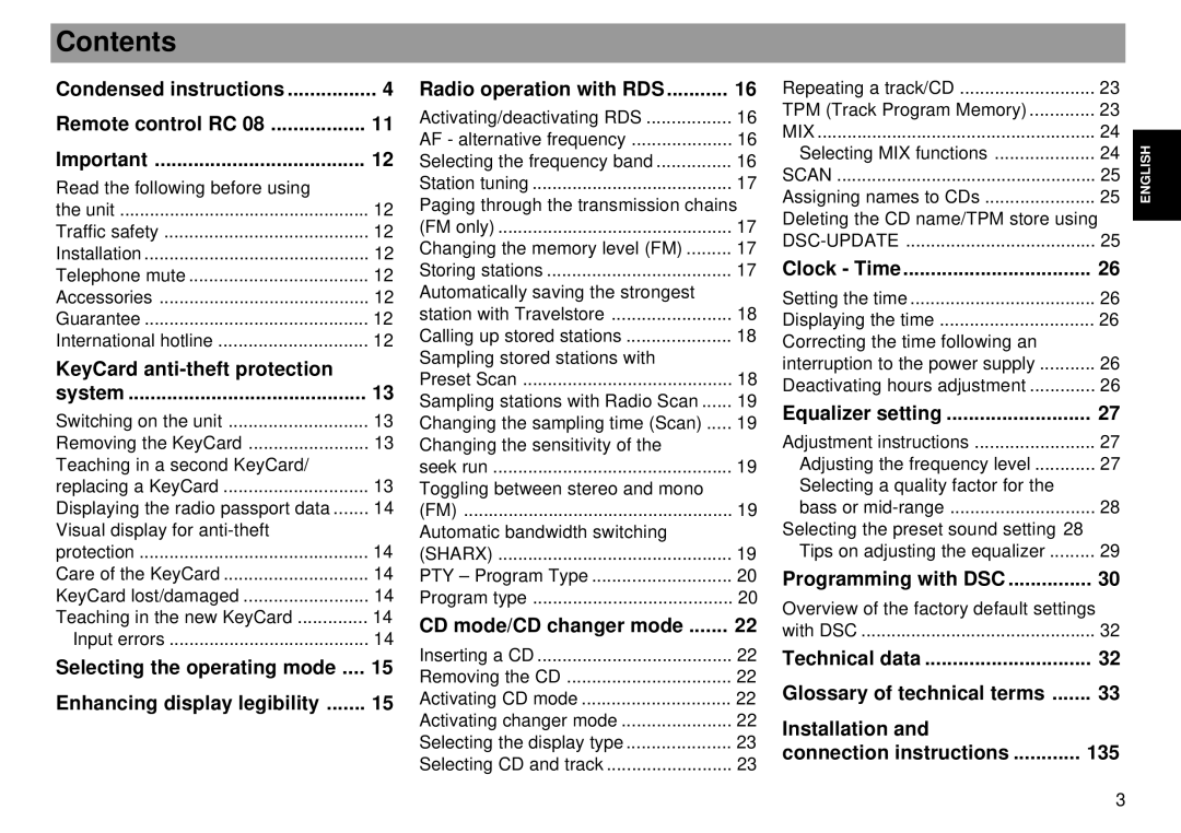 Blaupunkt Mnchen RDM 169 operating instructions Contents 