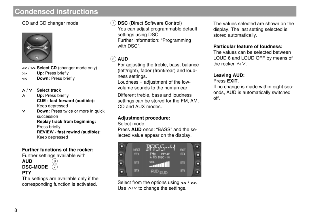 Blaupunkt Mnchen RDM 169 operating instructions Aud Dsc-Mode Pty 