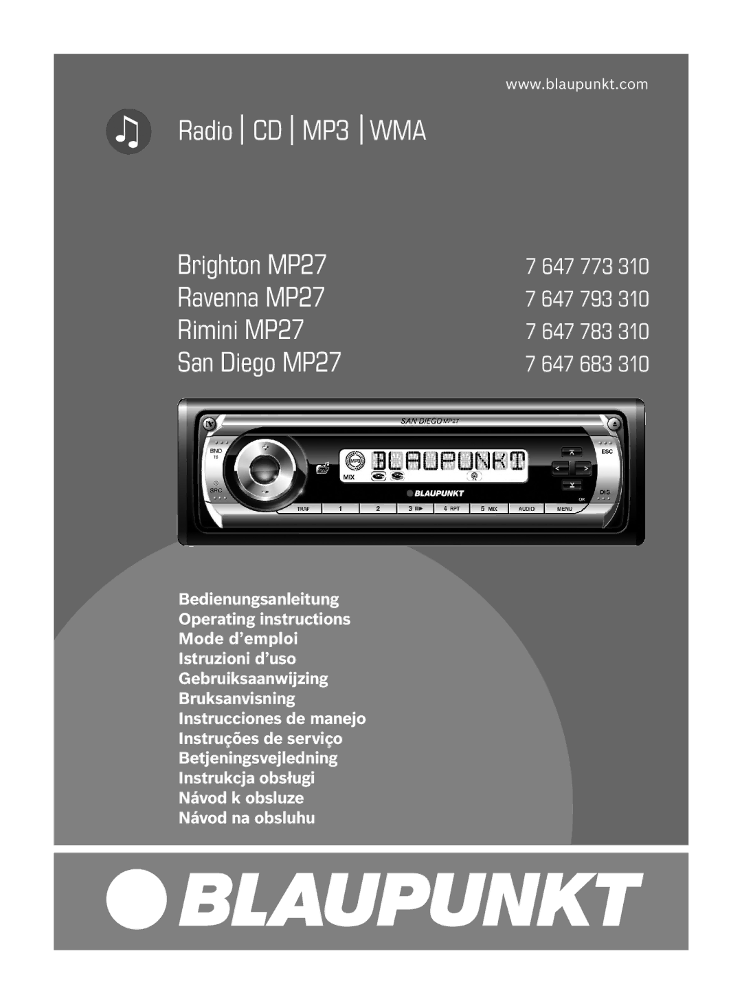 Blaupunkt MP27 operating instructions 647 773 647 793 647 783 647 683 