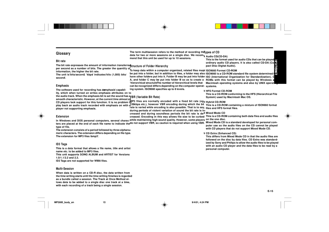 Blaupunkt MP3000 manual Glossary 