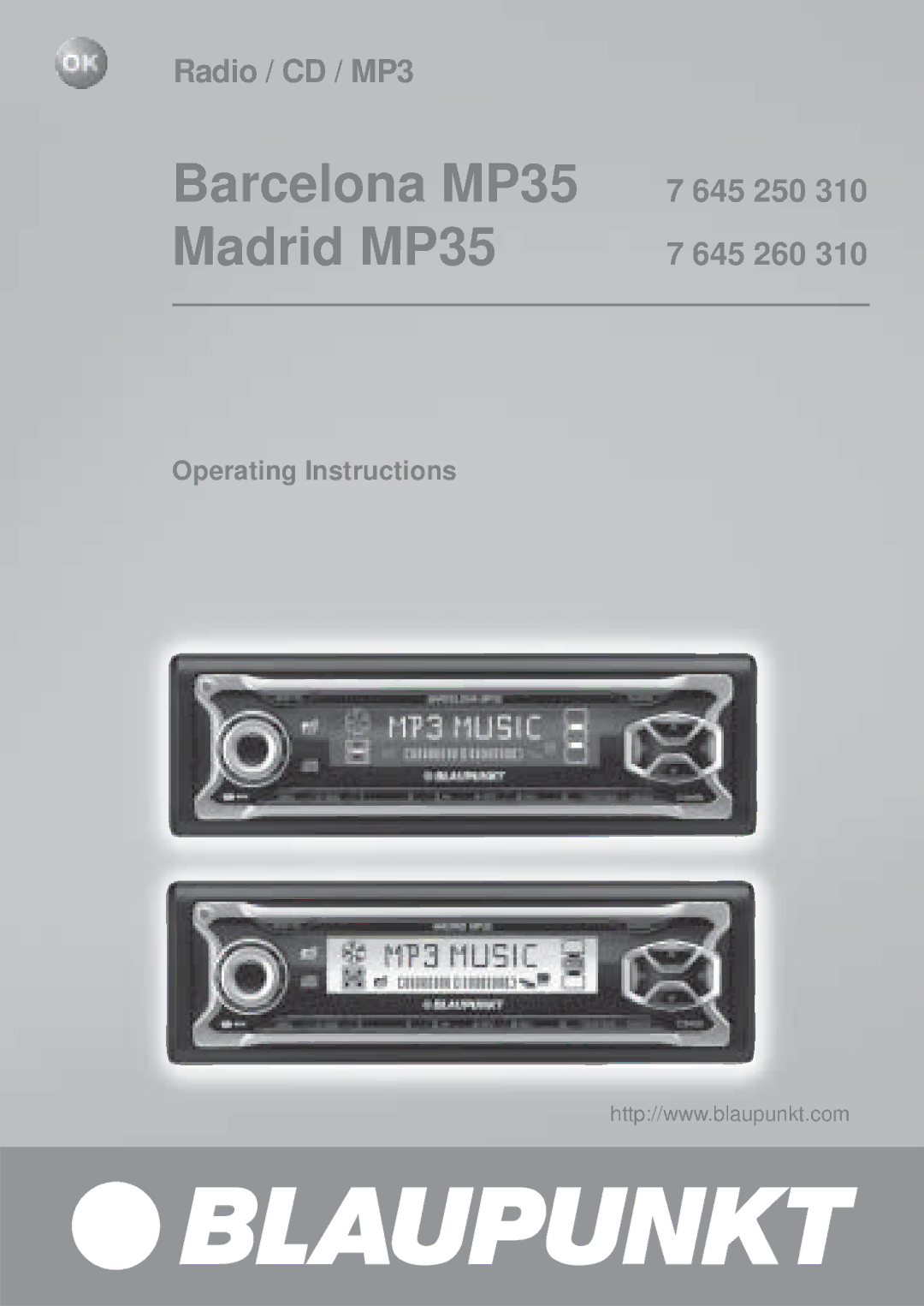 Blaupunkt operating instructions Barcelona MP35 