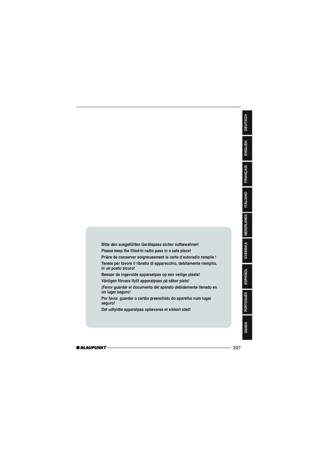 Blaupunkt MP35 operating instructions 297 