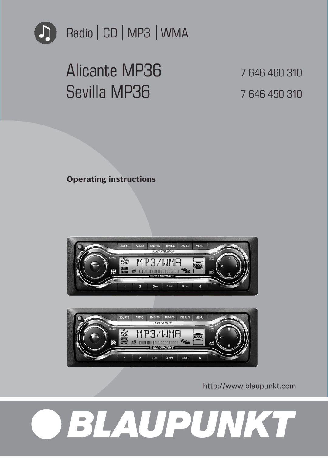 Blaupunkt operating instructions Alicante MP36 Sevilla MP36, Operating instructions 