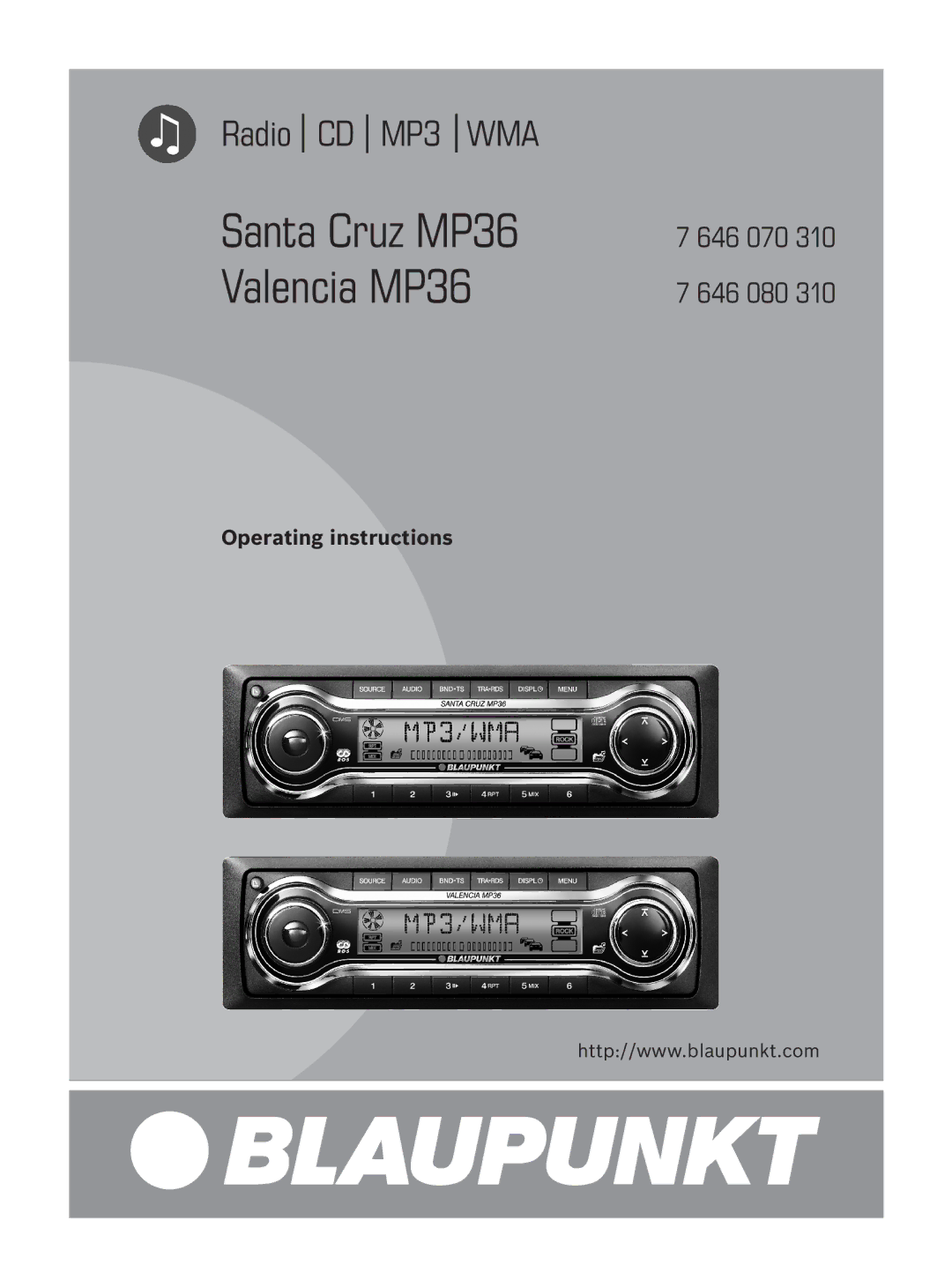 Blaupunkt operating instructions Santa Cruz MP36 Valencia MP36, Operating instructions 