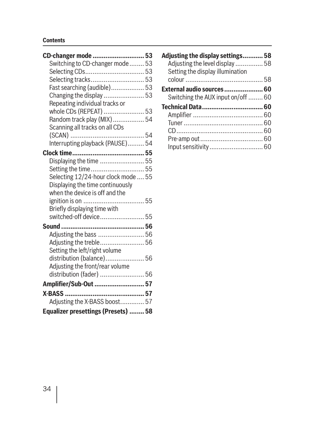 Blaupunkt MP36 operating instructions Sound 