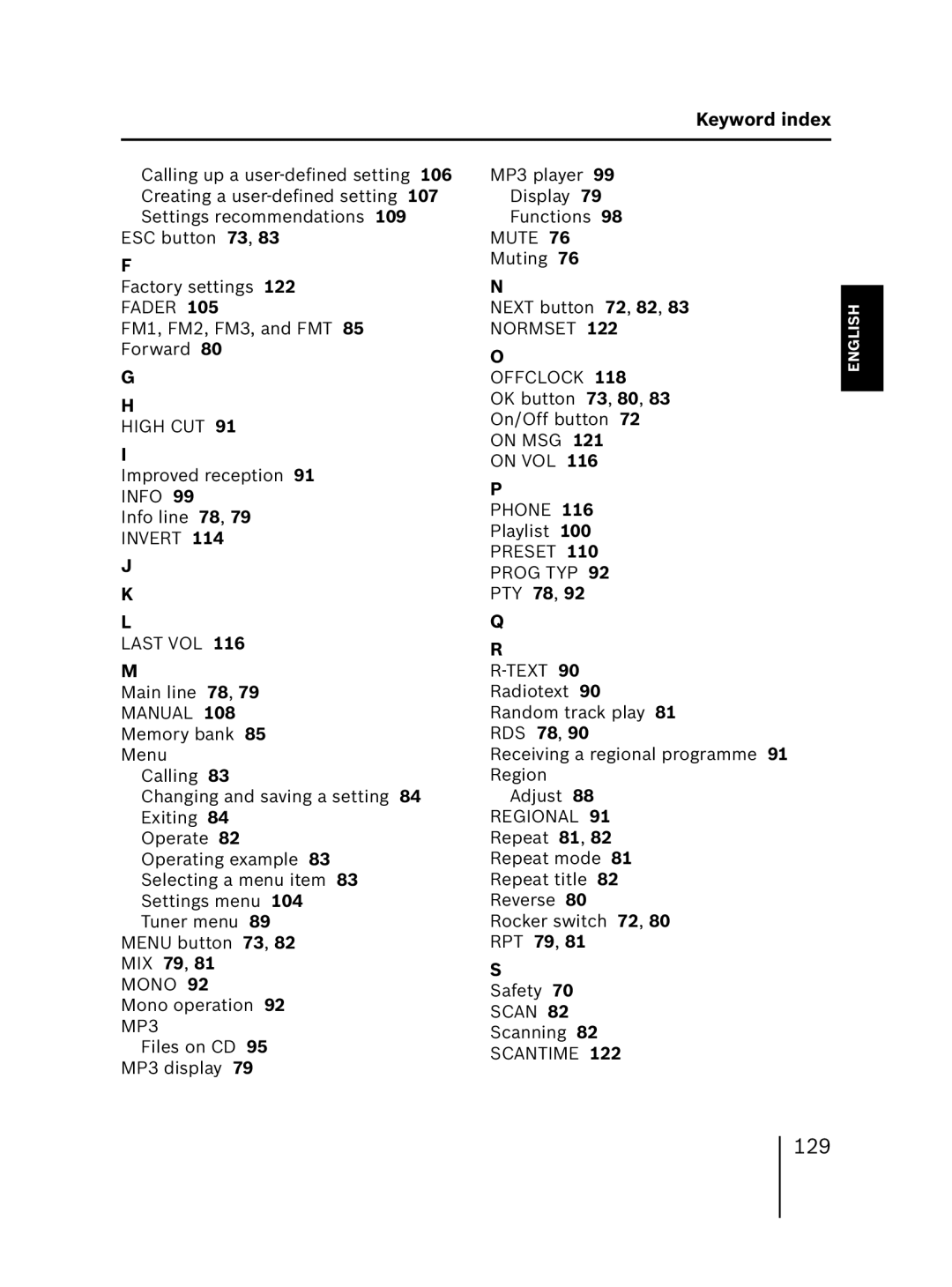 Blaupunkt MP56 7 646 583 310 operating instructions 129 