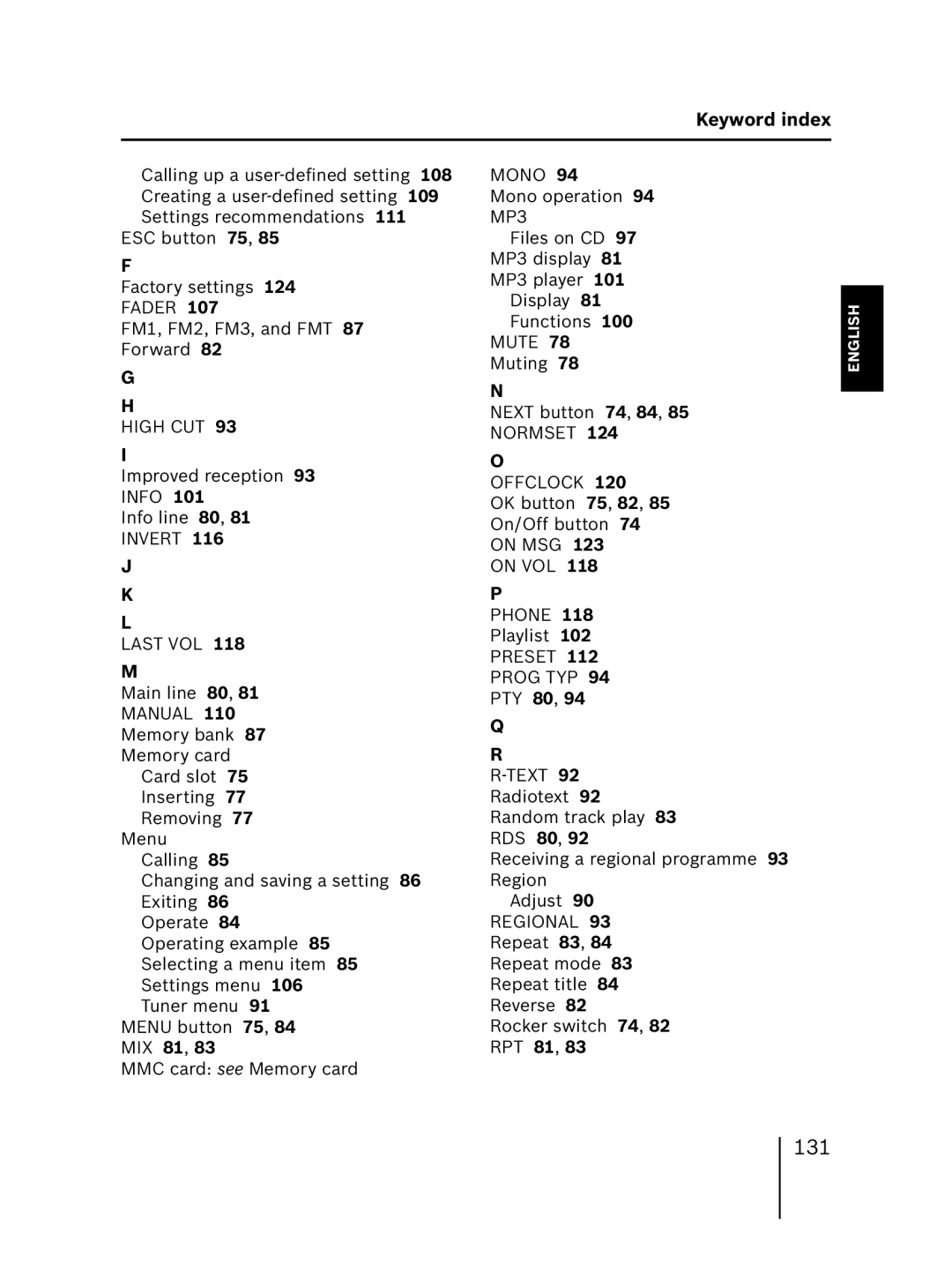 Blaupunkt MP56 operating instructions 131 